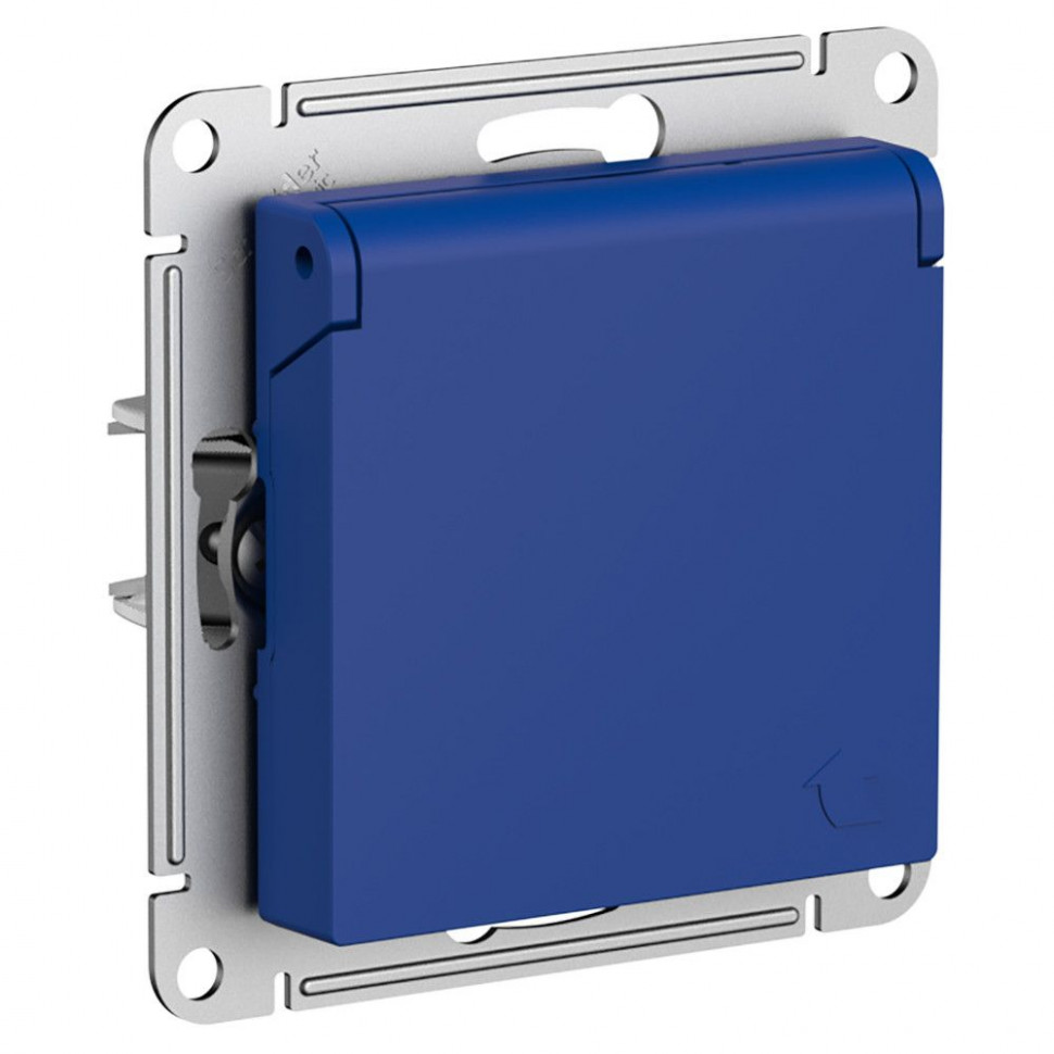 Розетка силовая Systeme Electric AtlasDesign со шторками и крышкой, 16А, аквамарин фото 1 — Multielectrika