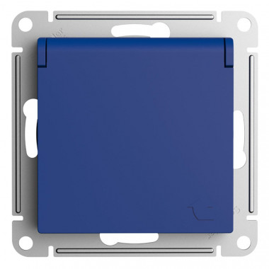 Розетка силовая Systeme Electric AtlasDesign со шторками и крышкой, 16А, аквамарин — Multielectrika