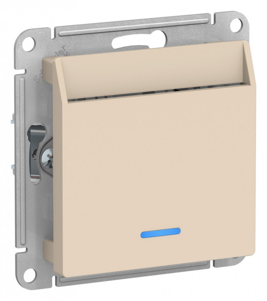 Выключатель для гостиниц Schneider Electric Atlas Design с подсветкой, бежевый фото 1 — Multielectrika