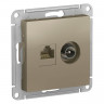 Розетка TV+RJ-45 Schneider Electric Atlas Design шампань