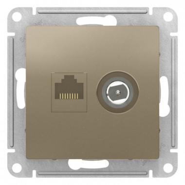 Розетка TV+RJ-45 Schneider Electric Atlas Design шампань — Multielectrika