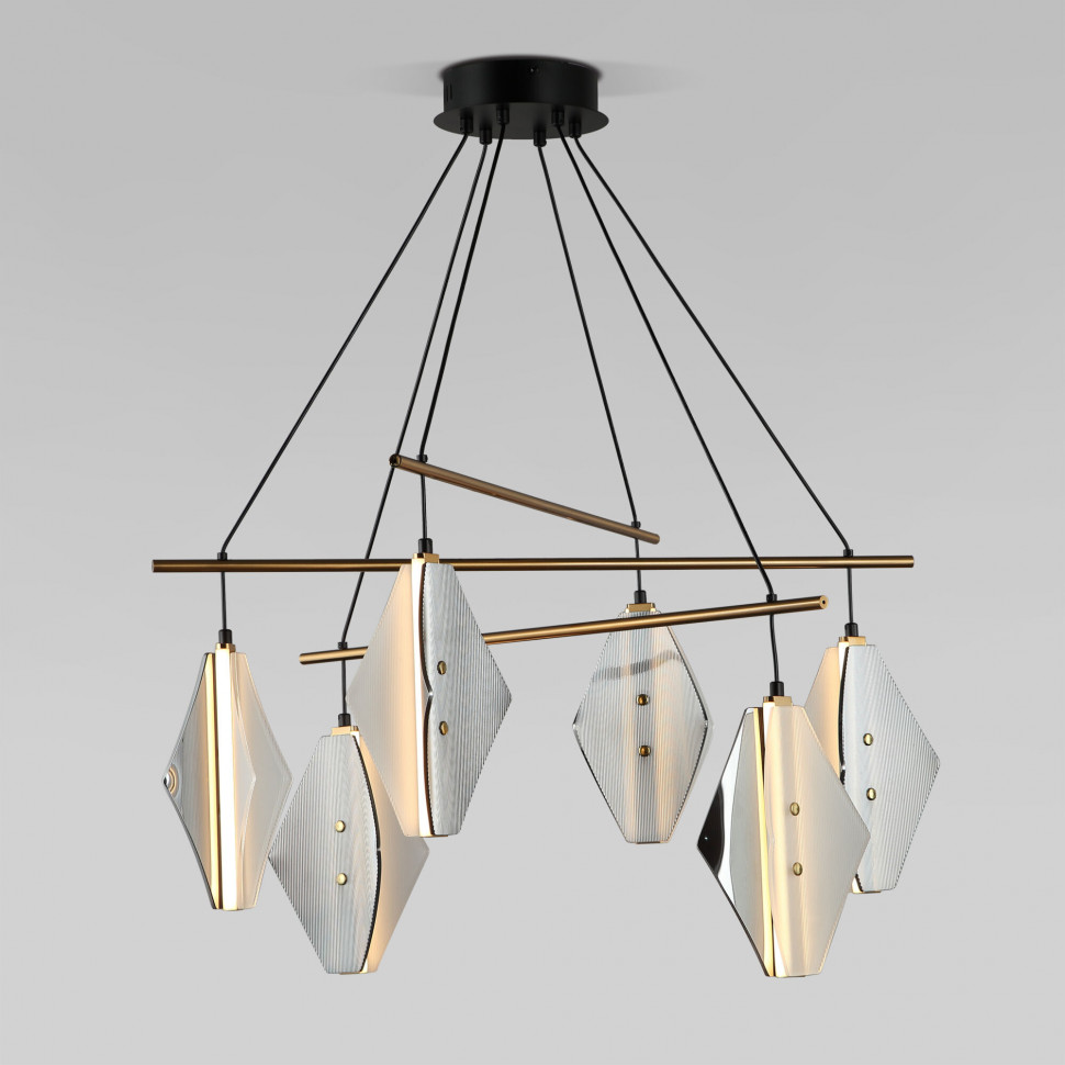 Подвесной светодиодный светильник со стеклянными плафонами 301054 LED латунь фото 1 — Multielectrika