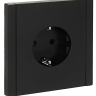 IEK FORTE&PIANO Розетка 1-местная с заземлением с защитными шторками винтовое крепление 16А FP115 черный, FP-R14-16-K02