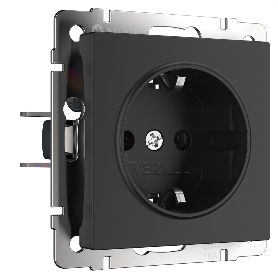 Розетка с заземлением (черный матовый) W1171008 фото 1 — Multielectrika
