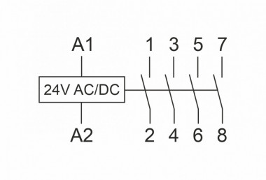 Контактор модульный (Ампер-63 / Волт-24 АС/DC / Контакт-4NO) ST63-40-24 — Multielectrika