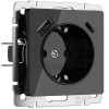 Розетка с заземлением, шторками и USB тип A+C (черный акрил) W1171748 фото 1 &mdash; Multielectrika