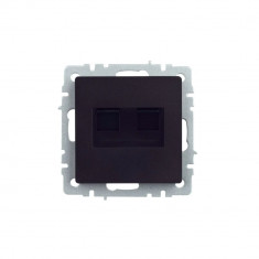 Розетка компьютерная двойная кат.5E RJ45 IEK Brite РК10-2-БрЧ черная &mdash; Multielectrika