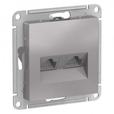 Розетка двойная Schneider Atlas Design RJ-45 кат. 5е, алюминий — Multielectrika