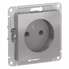Розетка силовая Schneider Electric Atlas Design со шторками, без заземления, алюминий &mdash; Multielectrika