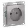 Розетка силовая Schneider Electric Atlas Design со шторками, без заземления, алюминий