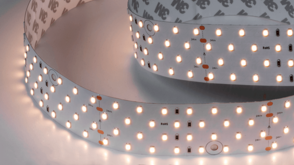 Лента светодиодная 4x DSG 2835 WW 280L-V24-IP33, 3000 K, 700LED, 26W/m, 2500*36*2 mm, LUX фото 1 &mdash; Multielectrika