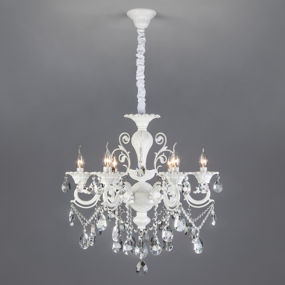 Подвесная люстра с хрусталем 294/6 белый фото 1 — Multielectrika