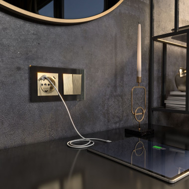 Розетка с заземлением, шторками и USB тип A+C (шампань рифленый) W1171710 — Multielectrika