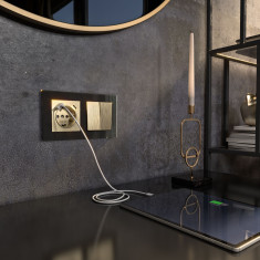 Розетка с заземлением, шторками и USB тип A+C (шампань рифленый) W1171710 &mdash; Multielectrika