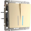 Выключатель  двухклавишный проходной с подсветкой (шампань) W1122111 фото 1 &mdash; Multielectrika