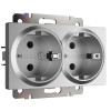 Розетка двойная с заземлением (серебряный матовый) W1172065 фото 1 &mdash; Multielectrika