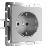 W1171106/ Розетка с заземлением и шторками (серебряный) W1171106