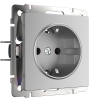W1171106/ Розетка с заземлением и шторками (серебряный) W1171106 фото 1 &mdash; Multielectrika