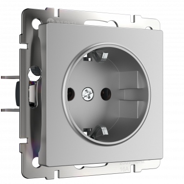W1171106/ Розетка с заземлением и шторками (серебряный) W1171106 &mdash; Multielectrika
