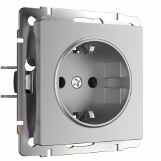 W1171106/ Розетка с заземлением и шторками (серебряный) W1171106 &mdash; Multielectrika