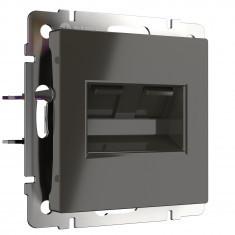 Розетка телефонная RJ-11 и Еthernet RJ-45 (серо-коричневый) WL07-RJ11+RJ45 &mdash; Multielectrika