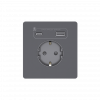 Systeme Infinity, Розетка 2К+З и зарядным устройством USB А+С 20Вт (250В, 16А, защитные шторки), FSE000732, Вулканический пепел фото 1 &mdash; Multielectrika