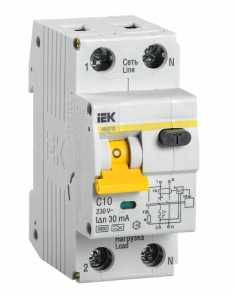 Дифференциальный автомат АВДТ 32 C10 30мА тип А IEK MAD22-5-010-C-30 &mdash; Multielectrika
