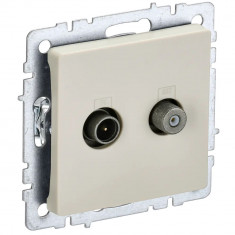 Розетка двойная TV+SAT IEK Brite РТВ/РСп12-БрКр бежевая &mdash; Multielectrika