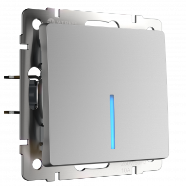 W1110106/ Выключатель одноклавишный с подсветкой (серебряный) W1110106 &mdash; Multielectrika