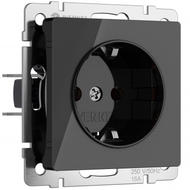 Розетка с заземлением и шторками (черный акрил) W1171148 — Multielectrika