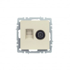 Розетка двойная TV+RJ45 кат.5E IEK Brite РТВ/РК12-БрКр бежевая &mdash; Multielectrika