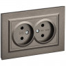 Розетка двойная без заземления без защитных шторок 10А в сборе IEK Brite РС12-2-БрТБ темная бронза