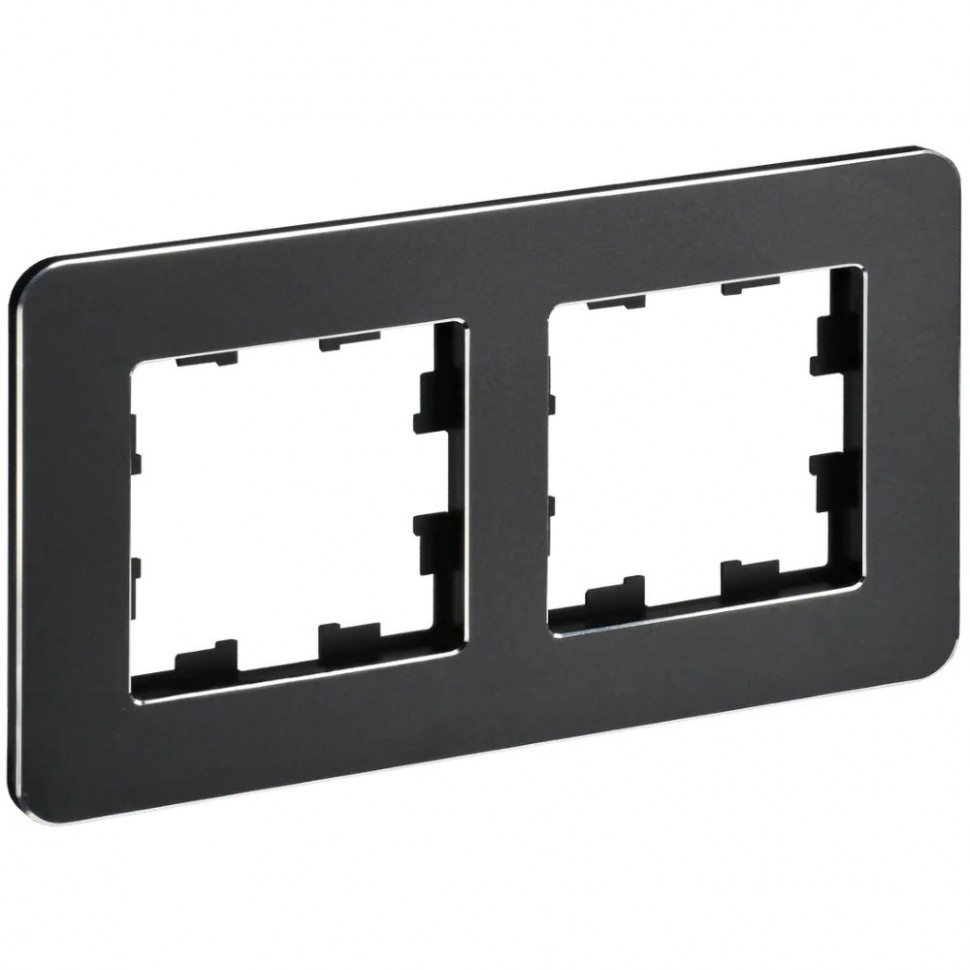 Рамка на 2 поста IEK Brite РУ-2-1-Бр металл черный RE фото 1 — Multielectrika