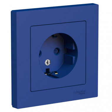 Розетка силовая Systeme Electric AtlasDesign со шторками, в сборе, 16А, аквамарин — Multielectrika