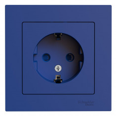 Розетка силовая Systeme Electric AtlasDesign со шторками, в сборе, 16А, аквамарин &mdash; Multielectrika