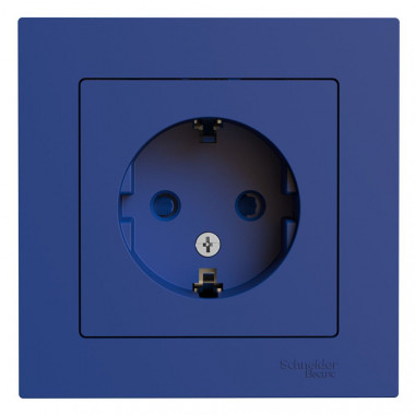Розетка силовая Systeme Electric AtlasDesign со шторками, в сборе, 16А, аквамарин — Multielectrika
