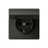 Розетка силовая Systeme Electric ArtGallery со шторками и крышкой, 16А, базальт