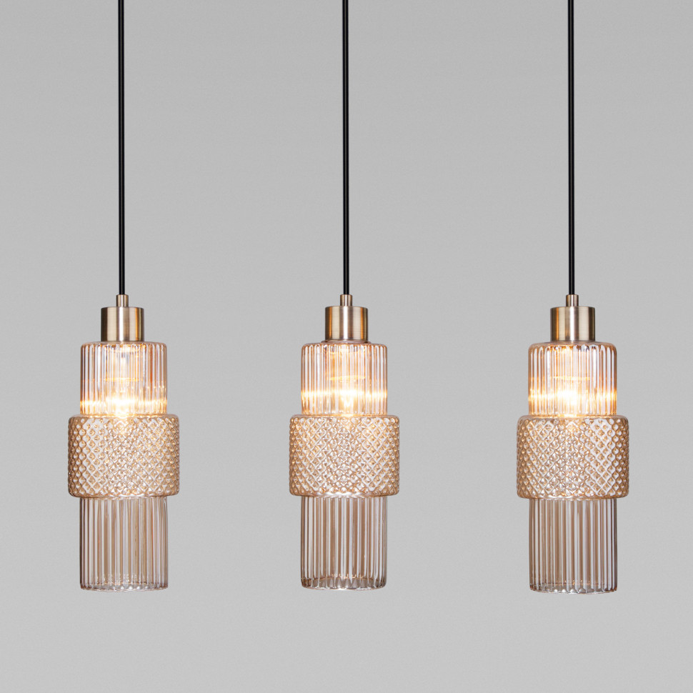 Подвесной светильник со стеклянными плафонами 50209/3 бронза фото 1 — Multielectrika