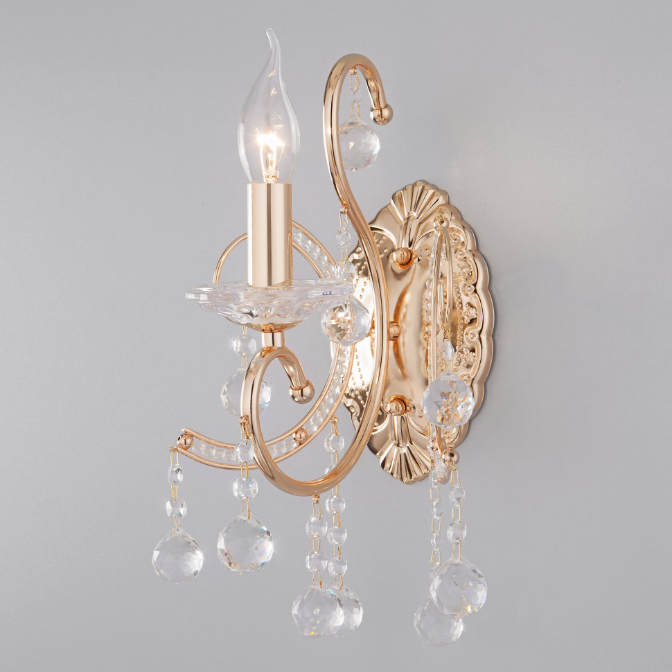 Настенный светильник с хрусталем 10096/1 золото фото 1 — Multielectrika