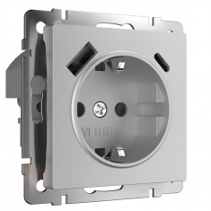 Розетка с быстрой зарядкой USB Type A+С серебряная W1171706 &mdash; Multielectrika