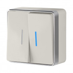 Выключатель двухклавишный с подсветкой Gallant слоновая кость W5020103 &mdash; Multielectrika