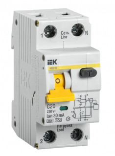 Дифференциальный автомат АВДТ 32 C20 30мА тип А IEK MAD22-5-020-C-30 &mdash; Multielectrika
