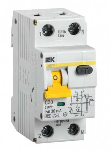 Дифференциальный автомат АВДТ 32 C20 30мА тип А IEK MAD22-5-020-C-30 — Multielectrika
