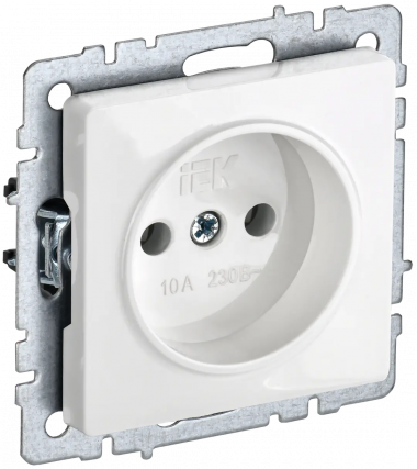 Розетка без заземления без защитных шторок 10А IEK Brite РС10-1-0-БрБ белая — Multielectrika
