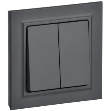 Выключатель двухклавишный 10А в сборе IEK Brite ВСР10-2-0-БрГ графит — Multielectrika