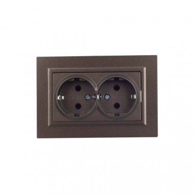 Розетка двойная с заземлением без защитных шторок 16А в сборе IEK Brite РС12-3-БрТБ темная бронза — Multielectrika