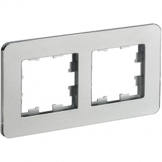Рамка на 2 поста IEK Brite РУ-2-1-Бр металл алюминий RE &mdash; Multielectrika