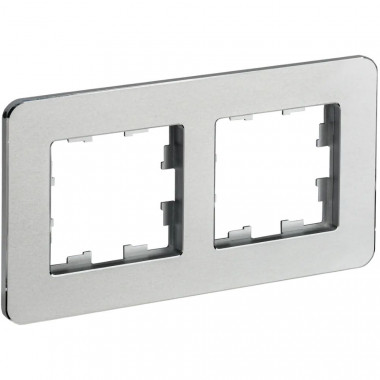 Рамка на 2 поста IEK Brite РУ-2-1-Бр металл алюминий RE — Multielectrika