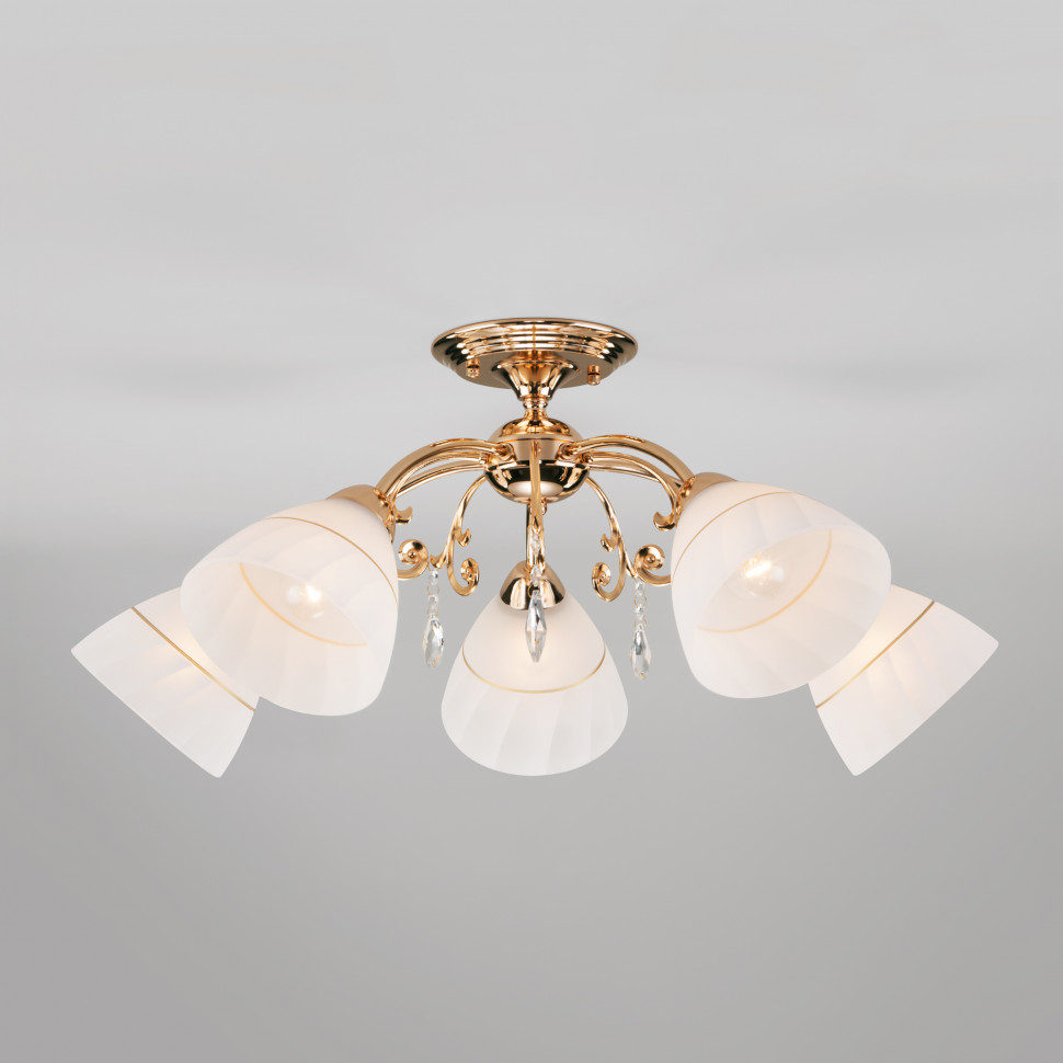 Потолочная люстра с плафонами 30156/5 золото фото 1 &mdash; Multielectrika
