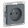 Розетка силовая Schneider Electric Atlas Design со шторками, без заземления, грифель
